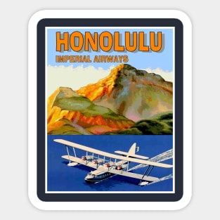 Imperial Airways Vintage Fly to Honolulu Travel Advertising Poster Print Sticker